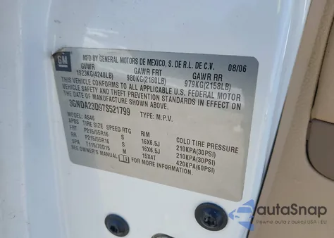 2007 Chevrolet Hhr Lt z USA, uszkodzony, nr VIN 3GNDA23D97S521799